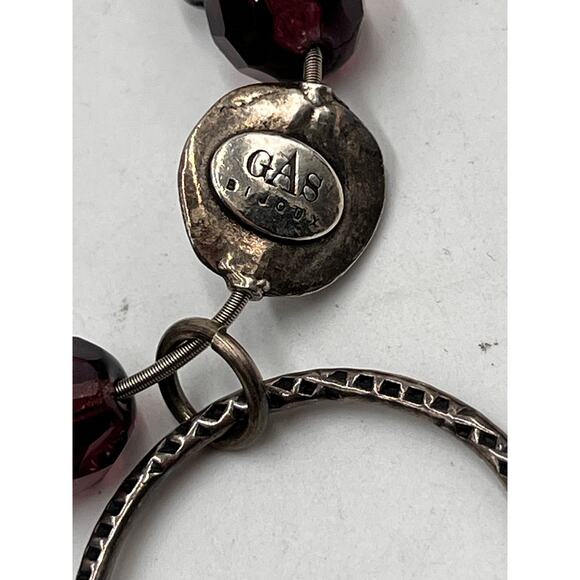 Gas Bijoux Designer Purple Glass AB Beaded Disc Dangle Sterling Bracelet - Picture 4 of 7